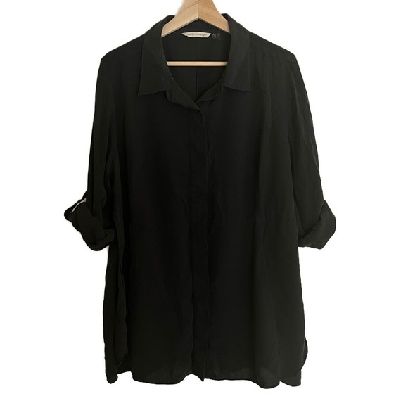 Soft Surroundings Tops - Soft Surrounding Silk Tunic Top Womens Size 1X 3/4 Sleeves Collared Black